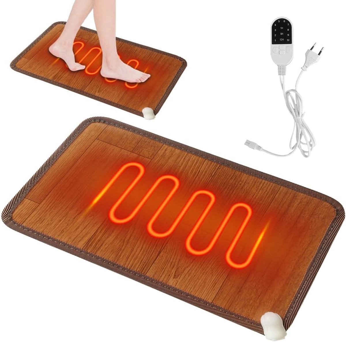 Verwarmde vloermat 30 x 50 cm - Koolstofkristal met thermostaat en timer
