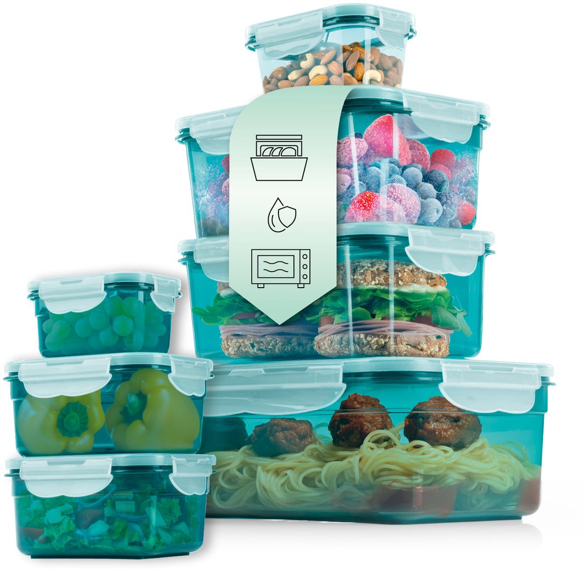 GOURMETmaxx Klick-it vershoudbakjes set van 7 met deksel – Luchtdicht, lekvrij en stapelbaar – BPA-vrij – Ideaal voor meal prep