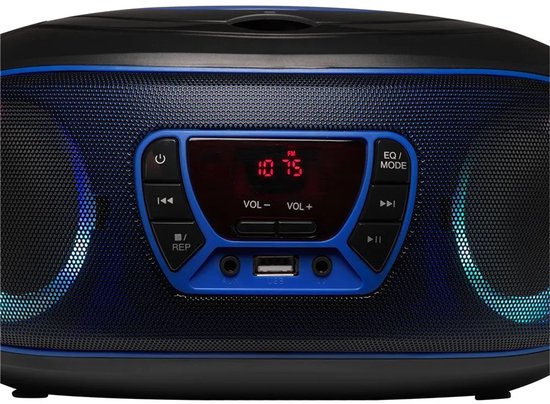 Denver Draagbare Radio CD Speler Kinderen - Bluetooth - Lichteffecten - Boombox - AUX - FM - TCL212BT - Blauw
