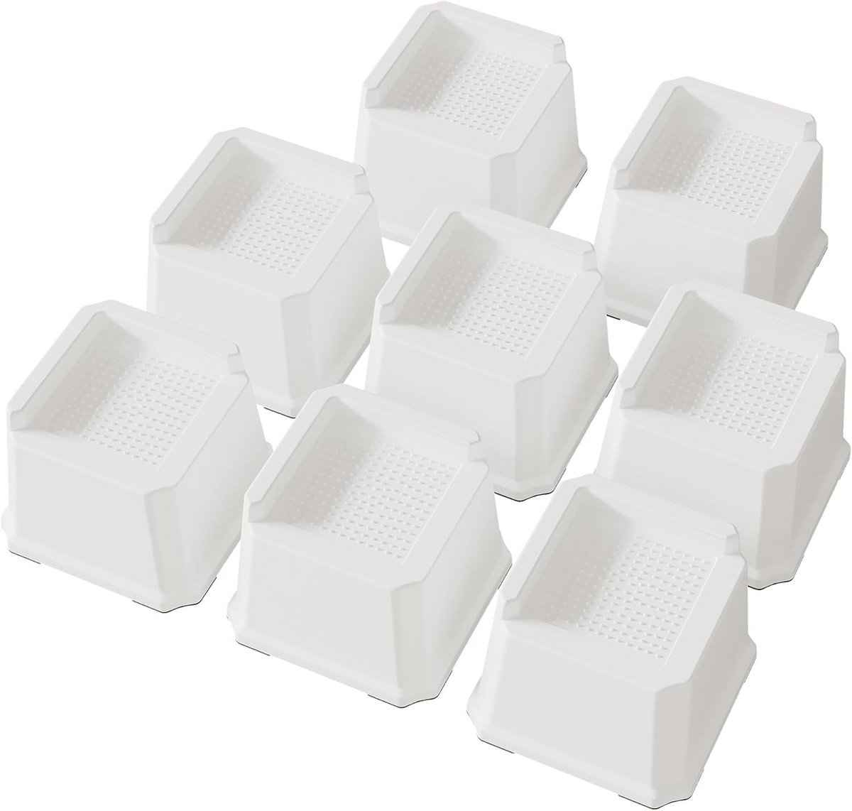 Set van 8 Witte Meubelbedverhogers voor Extra Hoogte en Opslag