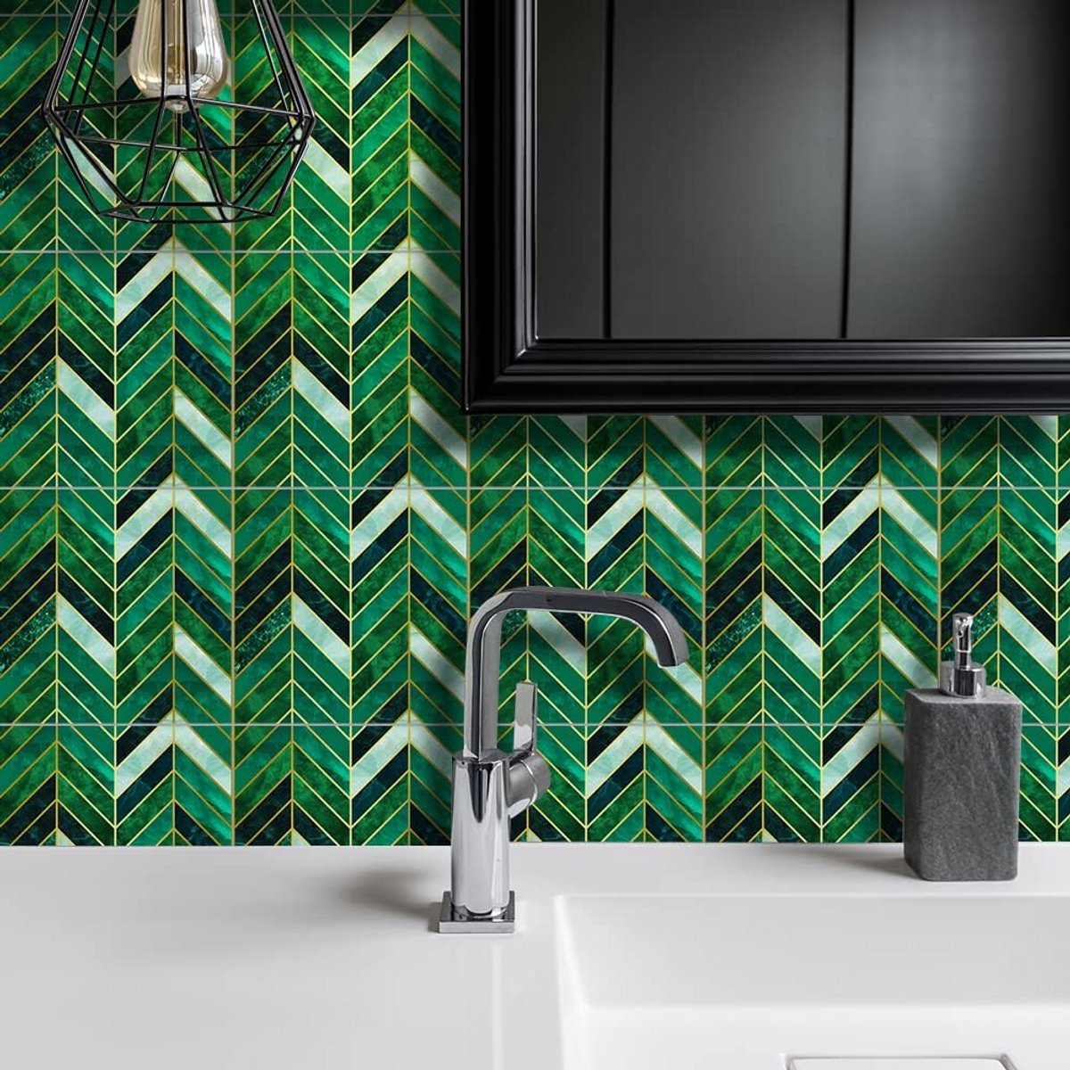 Zelfklevende Wandtegelstickers Mozaïek Groen Verguld voor Keuken en Badkamer Decoratie
