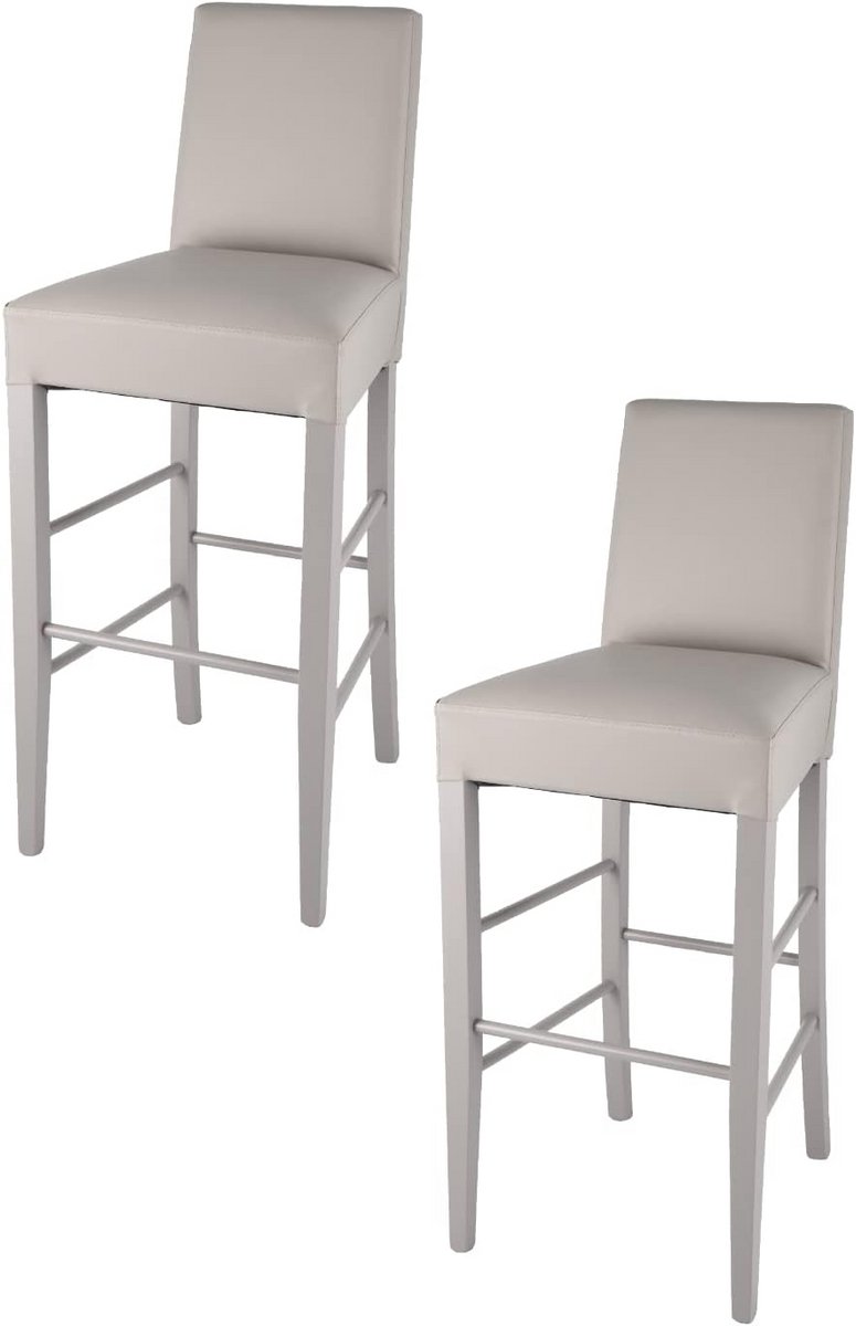 Set van 2 Barkrukken met Houten Frame en Kunstleren Zitting