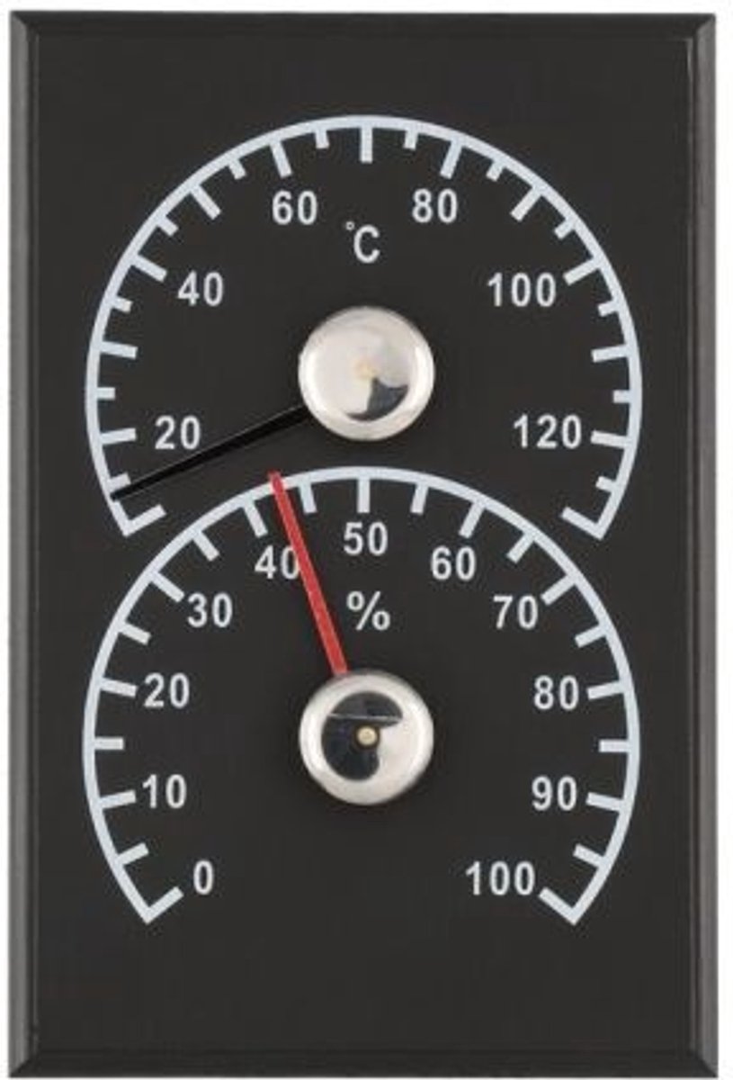 4Living Sauna Thermometer & Hygrometer Zwart