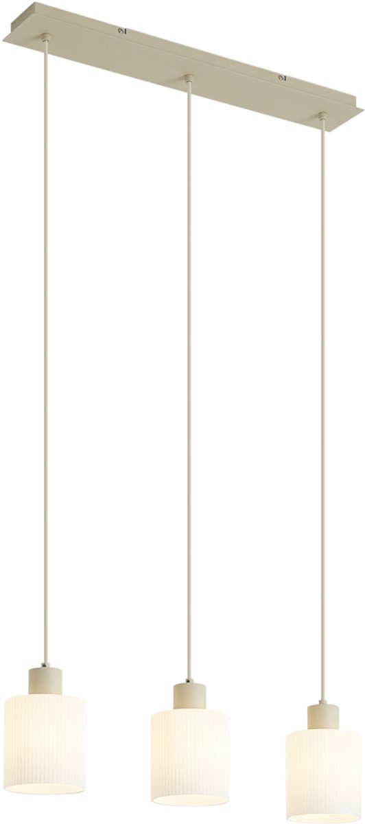 QAZQA wisp - Scandinavisch Hanglamp met kap - 3 lichts - L 64 cm - Beige - Woonkamer