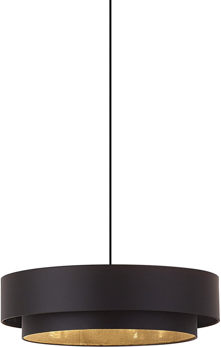 QAZQA drum duo - Moderne Hanglamp - 3 lichts - Ø 50 cm - Zwart - Woonkamer | Slaapkamer | Keuken