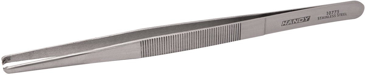 Pincet RVS – 180 mm – Rechte, Platte Bek – Niet-Magnetisch – Duurzaam Roestvrij Staal – Ideaal Voor Solderen, Elektronica, Modelbouw En Precisiewerk – Comfortabele Grip Voor Nauwkeurig En Veilig Hanteren Van Componenten [10775]
