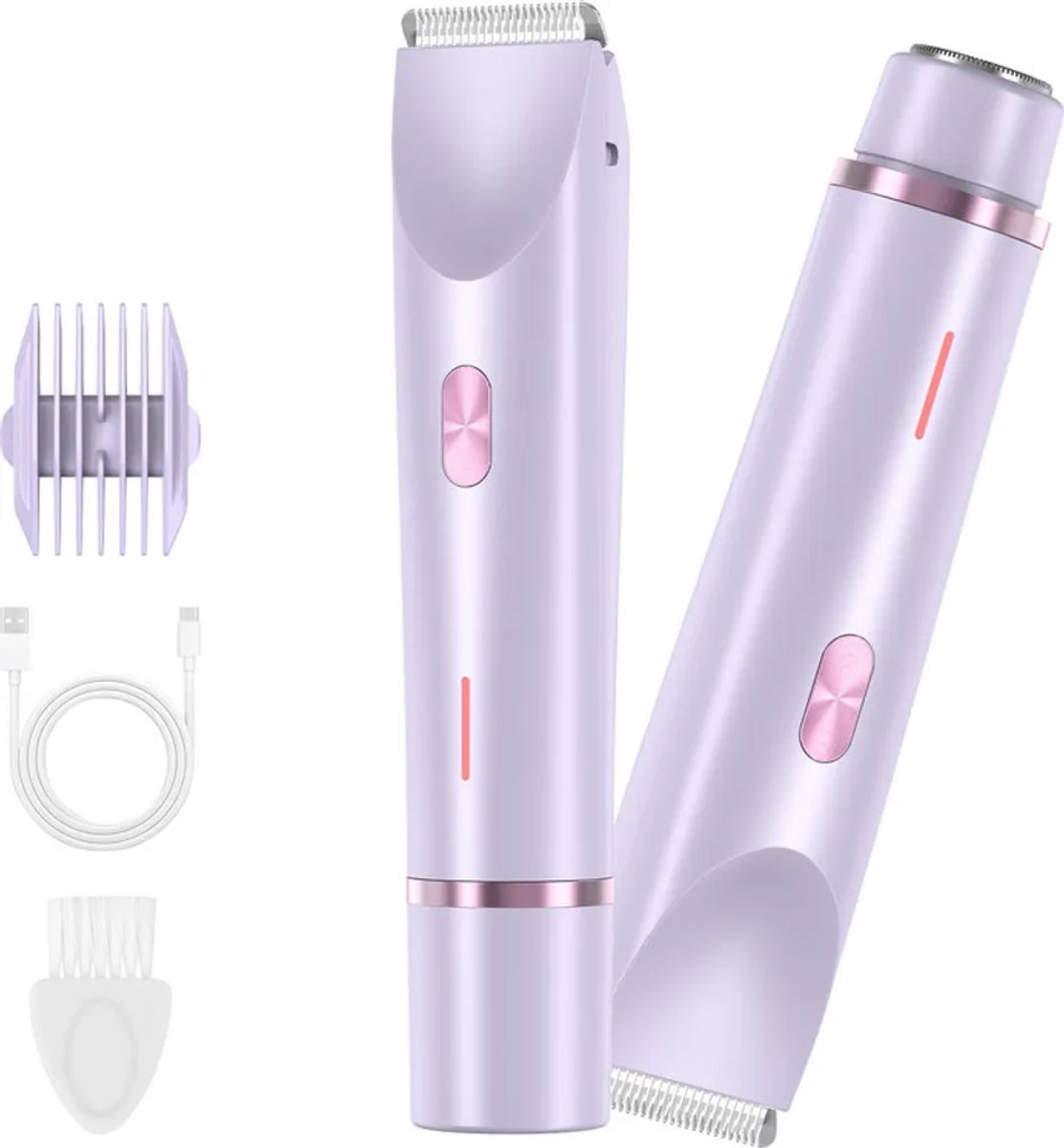 2-in-1 bikinitrimmer voor dames, USB-oplaadbaar elektrisch scheerapparaat, geschikt voor nat en droog gebruik, IPX7 waterdicht, geschikt voor bikinilijn, oksels, benen, armen, gezicht en lichaam - Paars