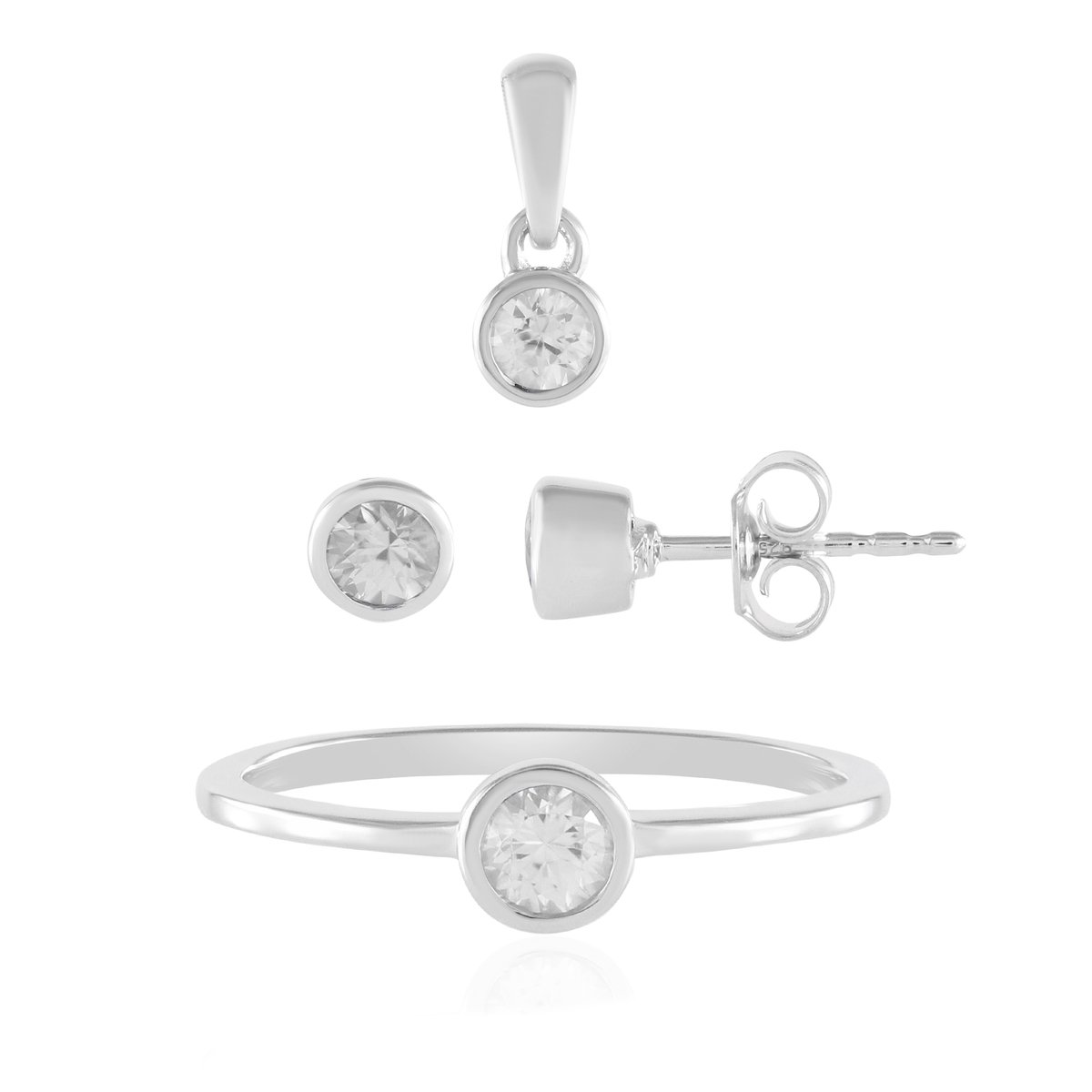 Cavill - Zilveren Ring Geplatineerd - 925 Sterling Zilver met 4 Cambodjaanse Briljantgeslepen Zirkonen 1 265 ct - Elegant Minimalistisch Design