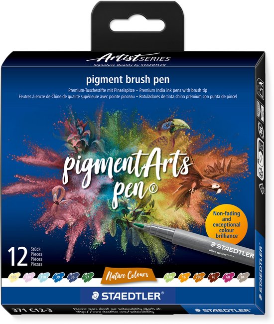 STAEDTLER 12-delige Nature Colours pigment brush pen set