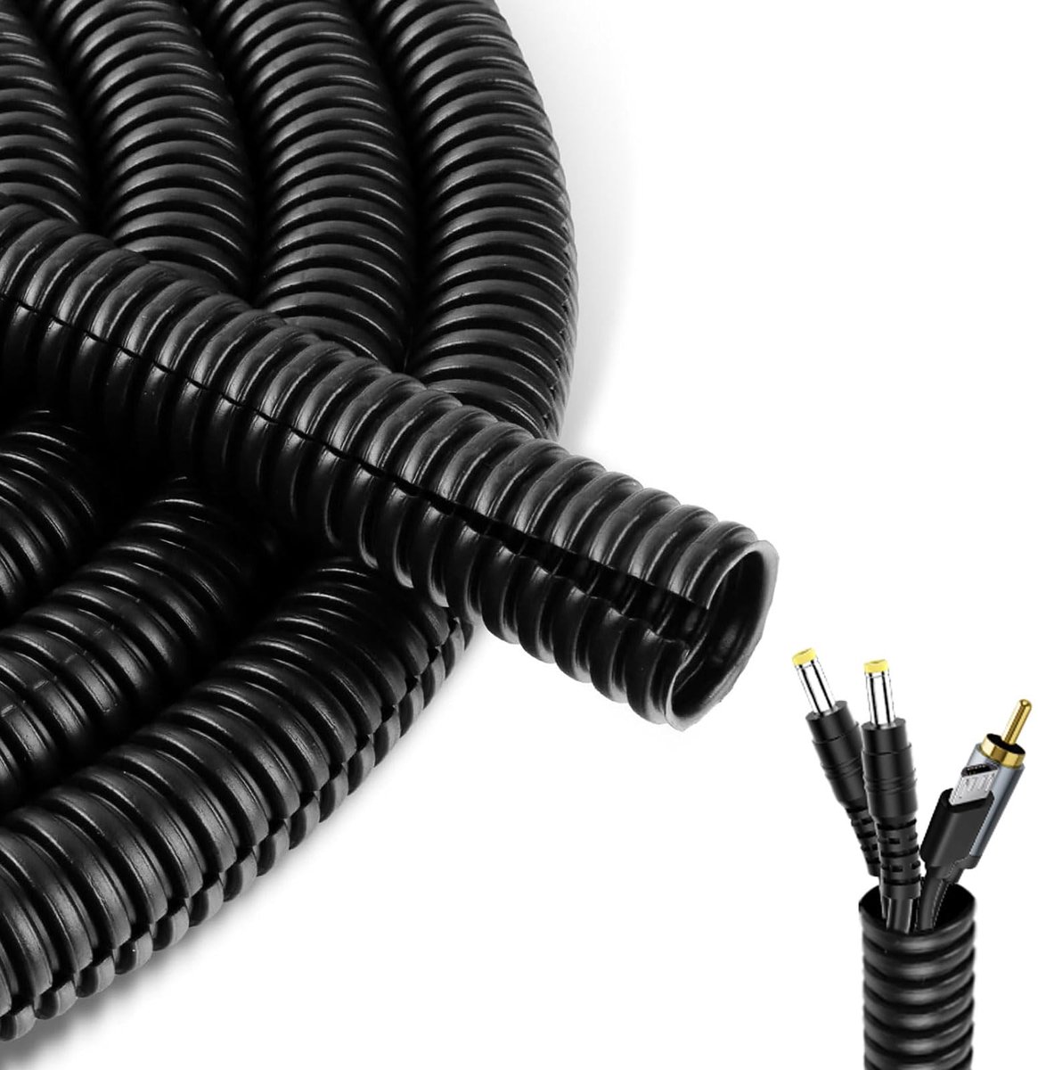 IMPERATORIS® Kabelspiraal - Kabelbundel - Flexibele Kabelorganizer - Op Maat te Knippen - Bescherming voor Snoeren - 19 mm Diameter - 3 Meter - zwart