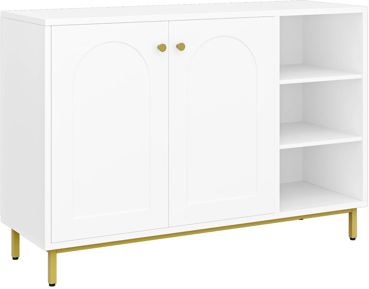 NaevaMi Badkamerkast - Badkamermeubel - Badkamer Kast - Keukenkast - Opbergkasten met Deuren - Opbergkast Kinderen - Designopbergkast - Opbergkasten Binnen - Opbergkast Speelgoed - 35x100x75cm (DxBxH) - Wit