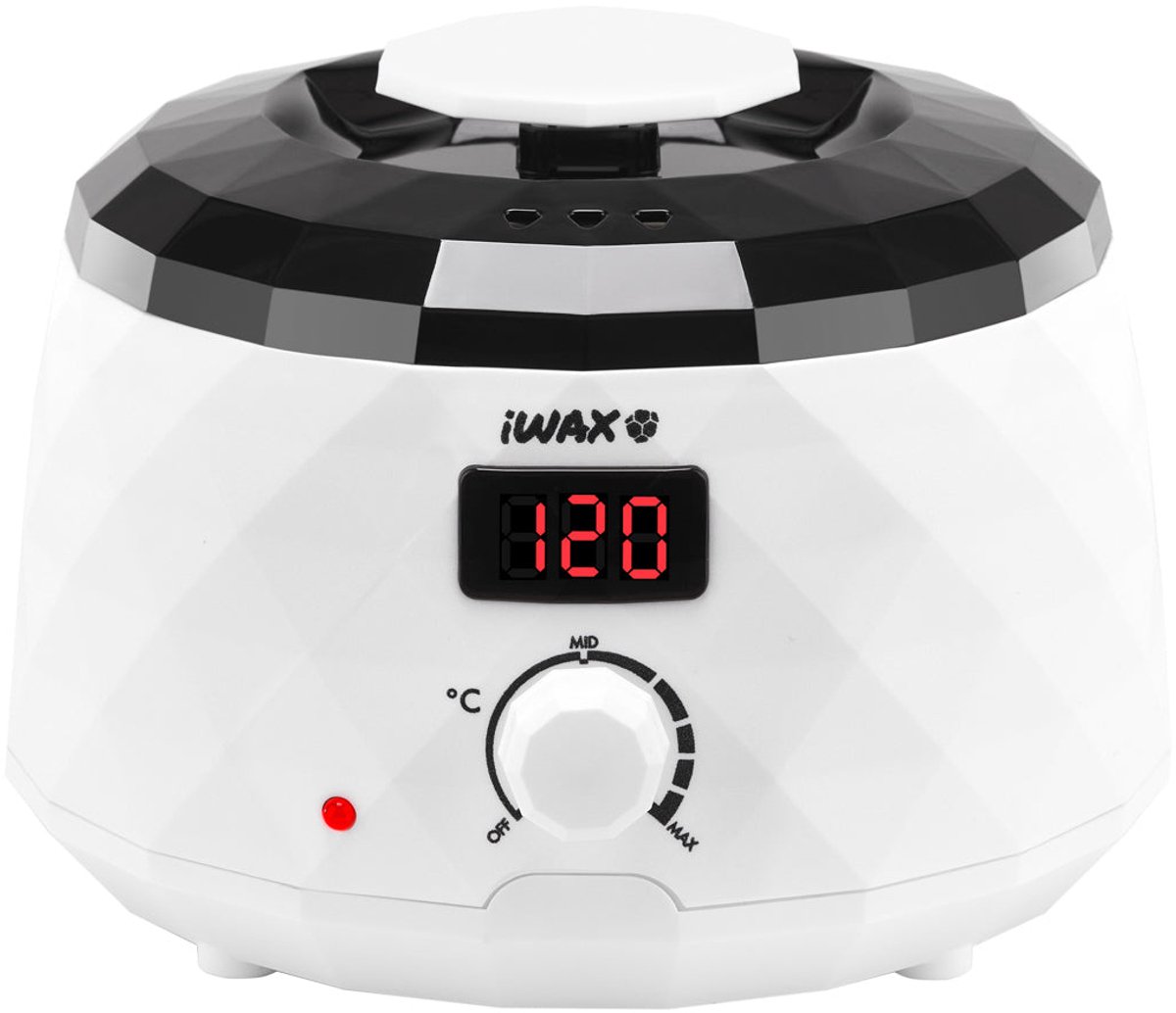 Waxverwarmer 400ml 100W met Display voor Ontharing & Paraffine – Digitale Temperatuurregeling en Uitneembare Bak – iWax Diamond Tech Wit