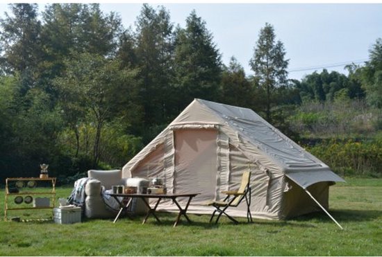 Opblaasbare Tent - Volledig Elastisch 300D Katoen Frame (300x210x200 cm) - Luxe Kampeertent voor 4-6 Personen - Snel Opgezet