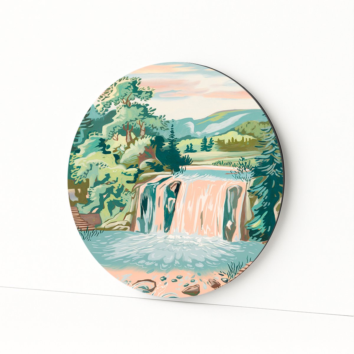 Waterval muurcirkel – wandkunst rond – design wandcirkel – 40x40 cm