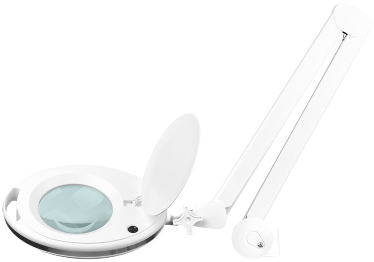 Loeplamp LED 5D met Schroefklem voor Manicure, Pedicure & Make-up – Professionele Tafel- en Aanrechtlamp met Vergrootglas – Elegante 6027 Wit