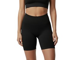 High waist Fitness short - Maat M - Zwart - Sport legging dames kort - Sportbroekje dames - Gym short - sportkelding dames - high waist - scrunch sport broekje - fitness short - gym short - yoga short - sportkleding dames