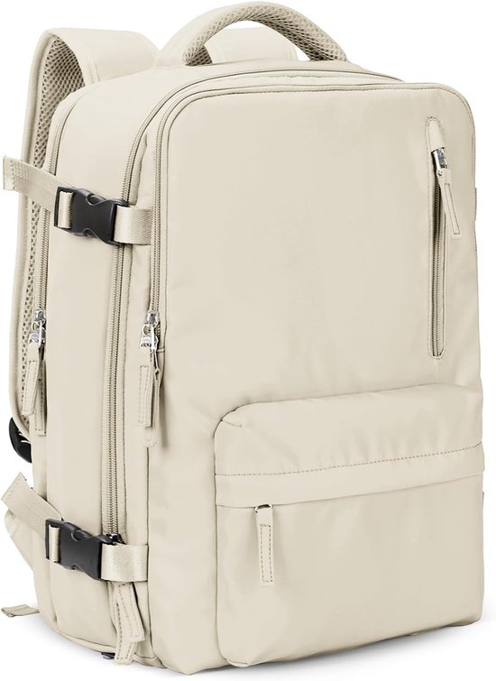 Rugzak Dames Groot, Laptop Rugzak met Laptopvak 17Inch, Reisrugzak Dames Waterdicht, Grote Handtas Rugzak Reizen - Rugtas - Rugzak - Inclusief Usb Oplaadstation - Hoge kwaliteit - Beige