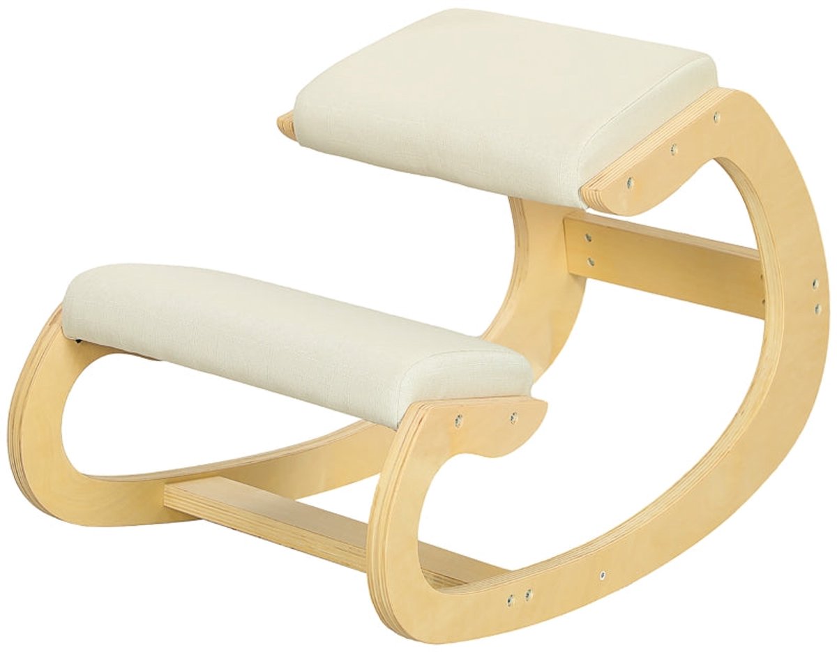 Merax Ergonomische Schommel Kniekruk – Kniehocker – Houdingsverbetering voor Thuiswerk – Creme