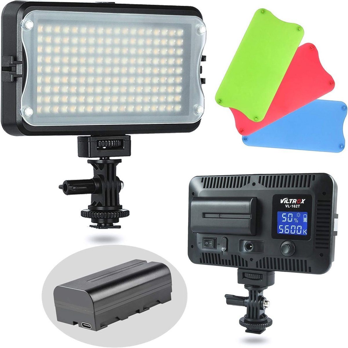 Dimmable LED Video Light voor DSLR Camera's - Bi-Color, Portabele Fotolamp met Batterij