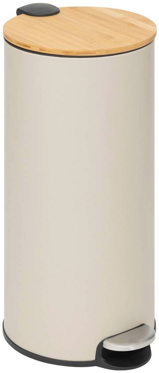 Vuilnisemmer met Deksel van Bamboe - 30L Modern Beige