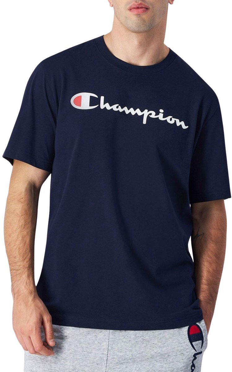 Champion Big Logo Jersey Shirt Heren Blauw