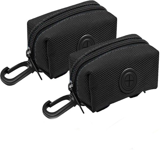 Porte-sacs à crottes pour chien - 2 pièces - Suspendu - Tissu Oxford - Porte-sacs à crottes - Porte-sacs pour crottes de chien - Pour sacs à ordures pour animaux de compagnie - 11×5×6 cm - Zwart