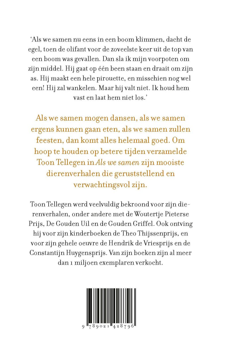 Boekomslag met tekst in het Nederlands, ISBN-streepjescode.
