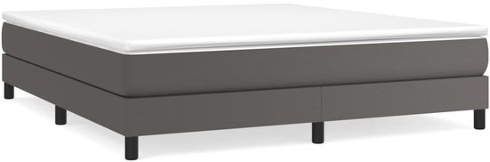 vidaXL Cadre à sommier tapissier - Simili cuir Grijs - 203 x 160 x 25 cm - Pieds de support - Sommier à lattes en contreplaqué - Lit
