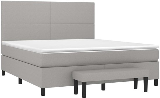 vidaXL-Boxspring-met-matras-stof-lichtgrijs-160x200-cm