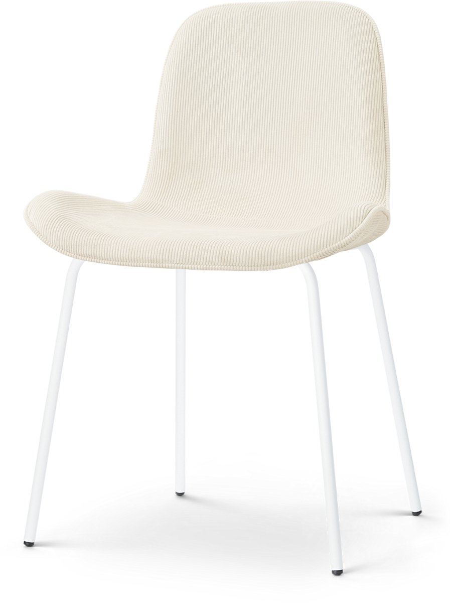 Nolon Nora-Fé Eetkamerstoel Rib Beige - Witte poten - Stof - Industrieel