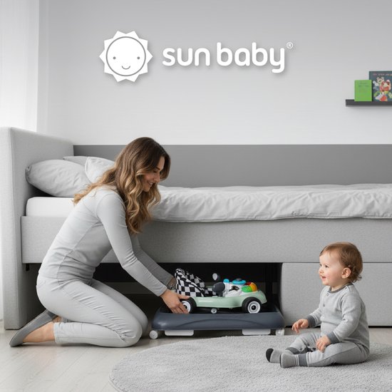 sun baby Loopstoel, baby walker vanaf 6 maanden, verstelbare hoogte, rubberen wielen - Salie-Zwart van Sun Baby — afbeelding 5
