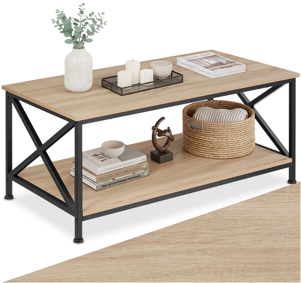 TecTake Bijzettafel met Draadmand - 40 x 40 x 55,5 c