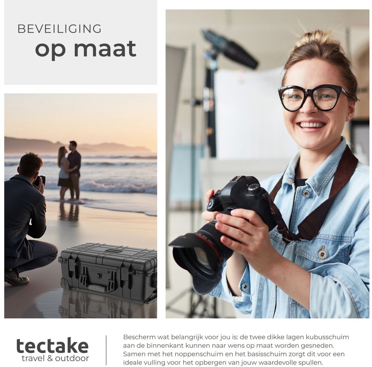 tectake Camera Koffer - Verrijdbaar met Telescoopgreep thumbnail 3