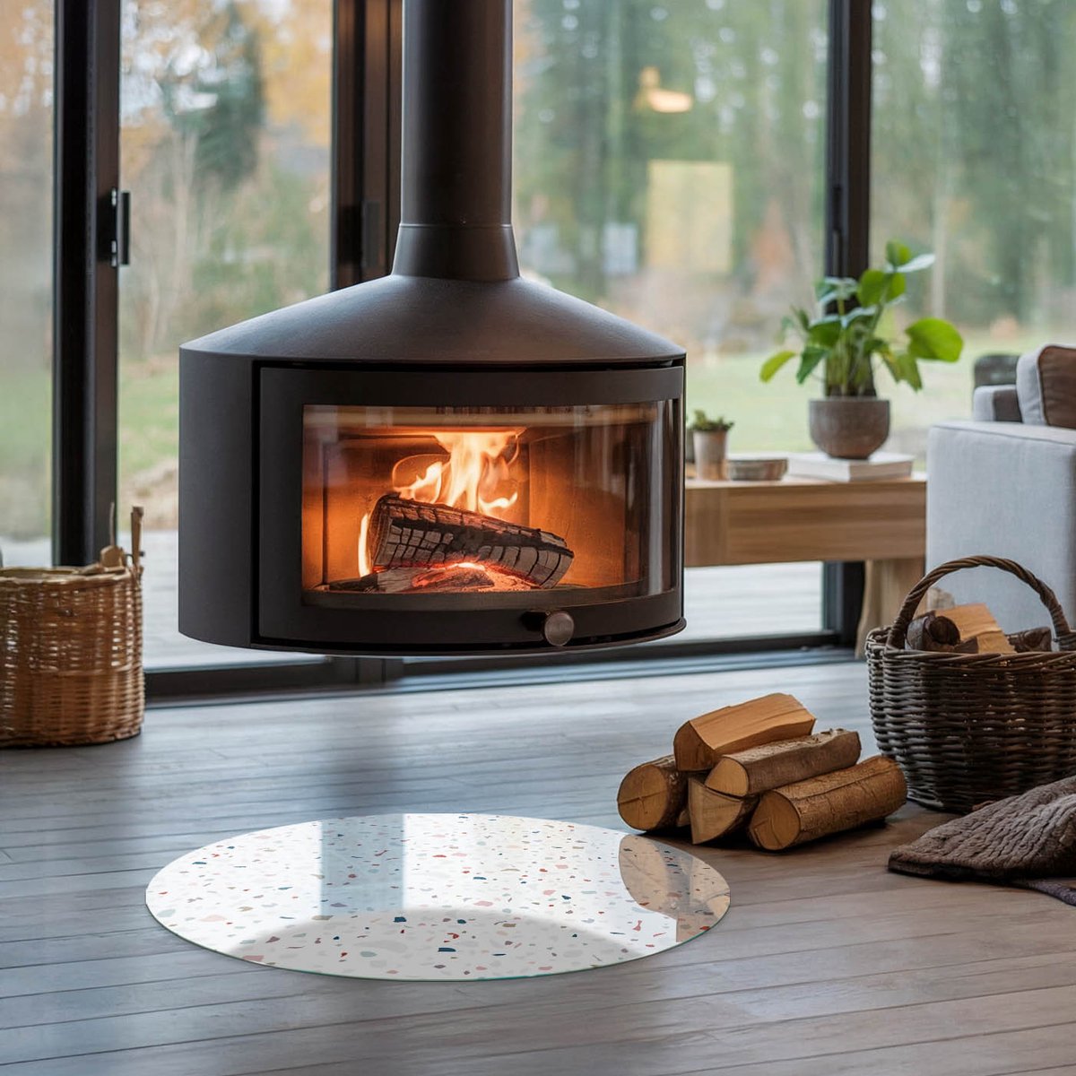 Coloray Vloerplaat Houtkachel - Vloerplaat voor Houtkachel - 60 cm x 60 cm - Vloerplaat Open Haard - Wit Vloerplaat Kachel - Onderplaat - Plaat voor Onder Kachel - Kachel Vloerplaat - Onderplaat Voor Houtkachel