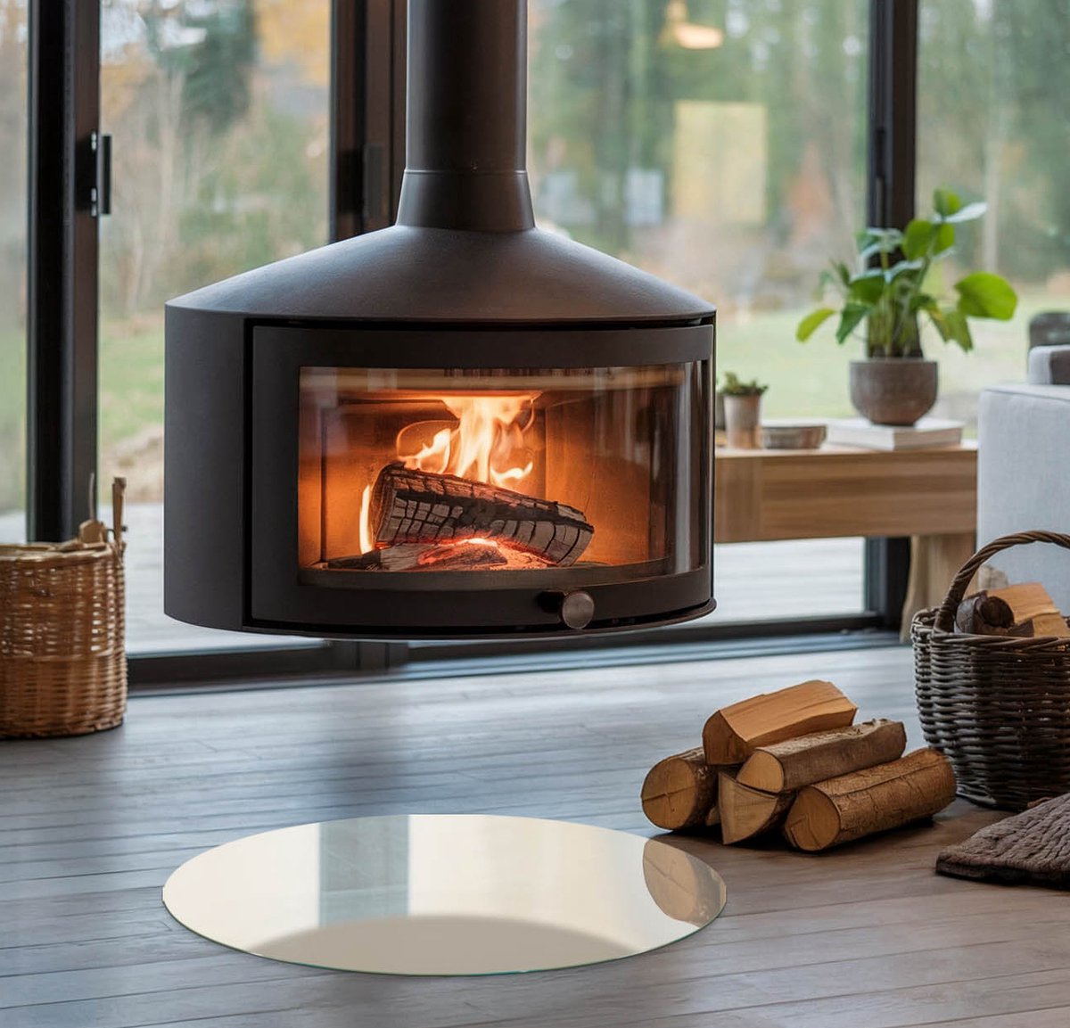 Coloray Vloerplaat Houtkachel - Plaat onder Houtkachel - 50 cm x 50 cm - Kachel Onderplaat - Geel Vloerplaat Kachel - Onderplaat Voor Houtkachel - Onderplaat Kachel - Houtkachel Vloerplaat - Verwarmingsaccessoires
