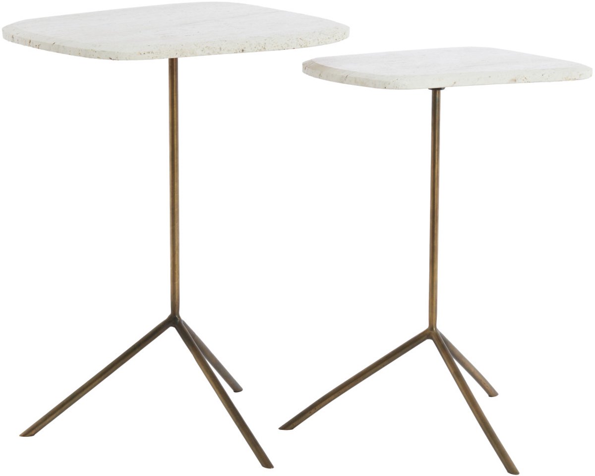 Light & Living Bijzettafel GIA - Ø37.5x54 cm - Wit - Set van 2