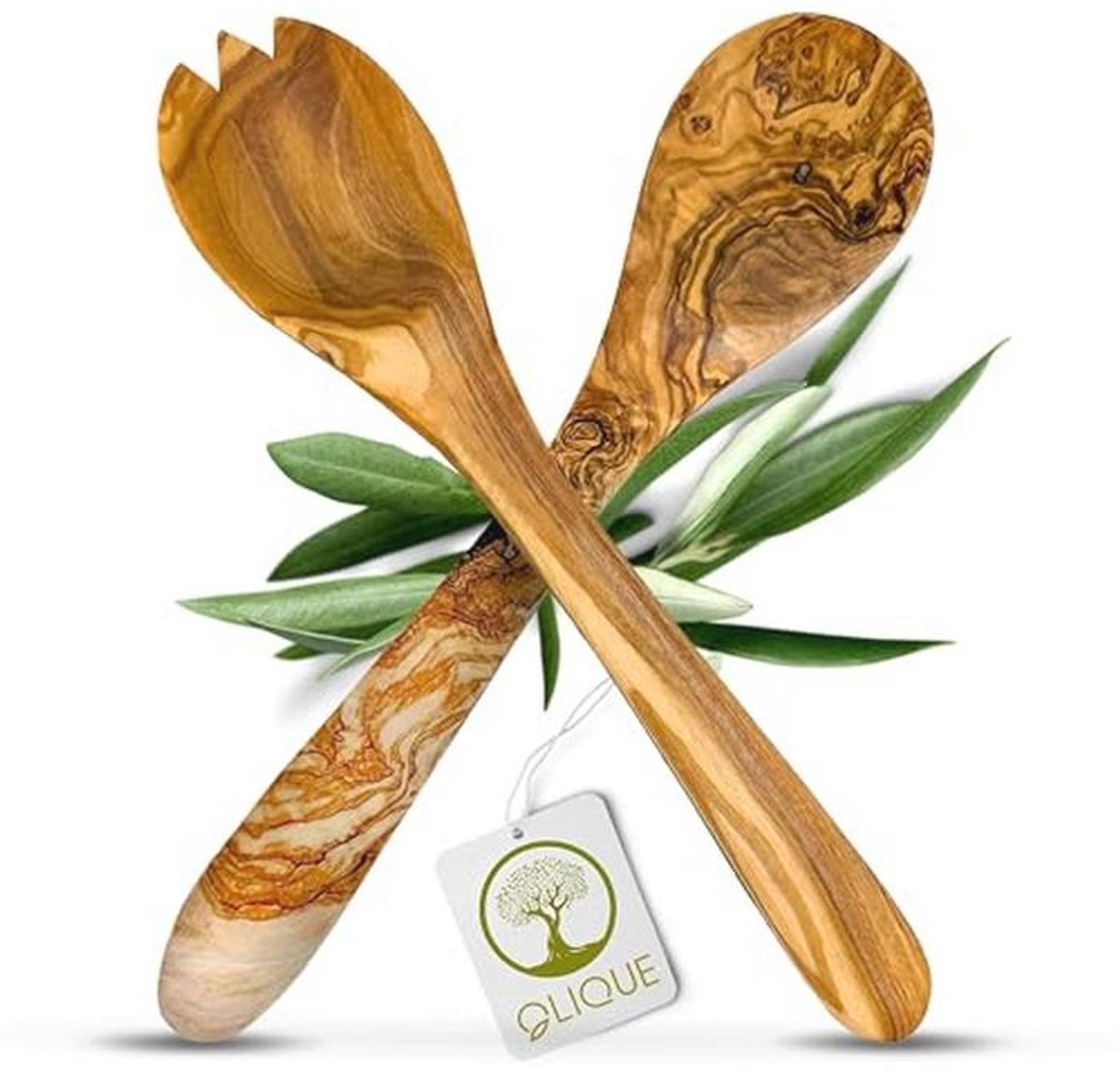 Handgemaakt Saladebestek van Olijfhout - Perfect als Cadeau (30 cm)