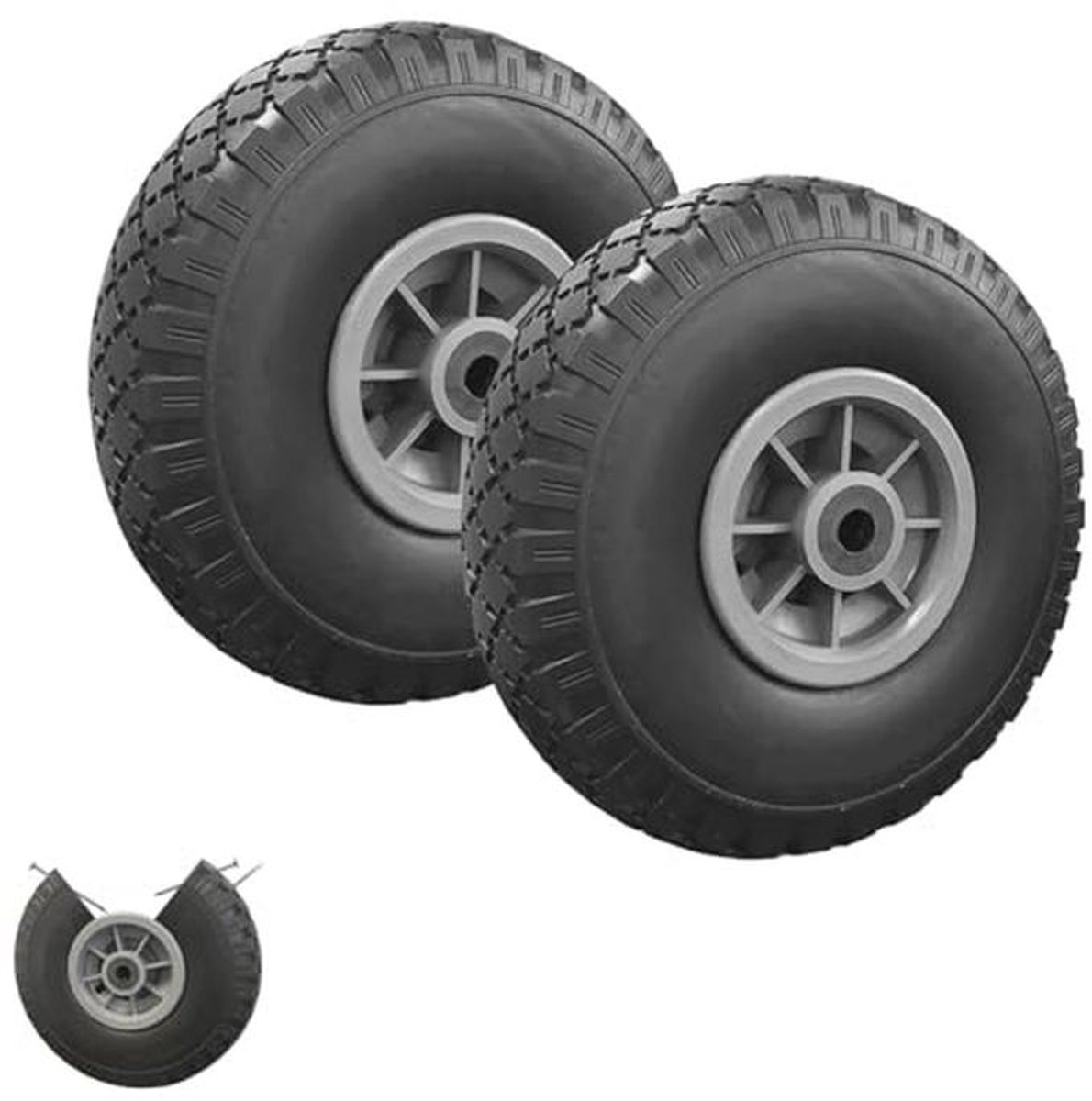 Set van 2 lekvrije wielen 250 mm voor steekwagens