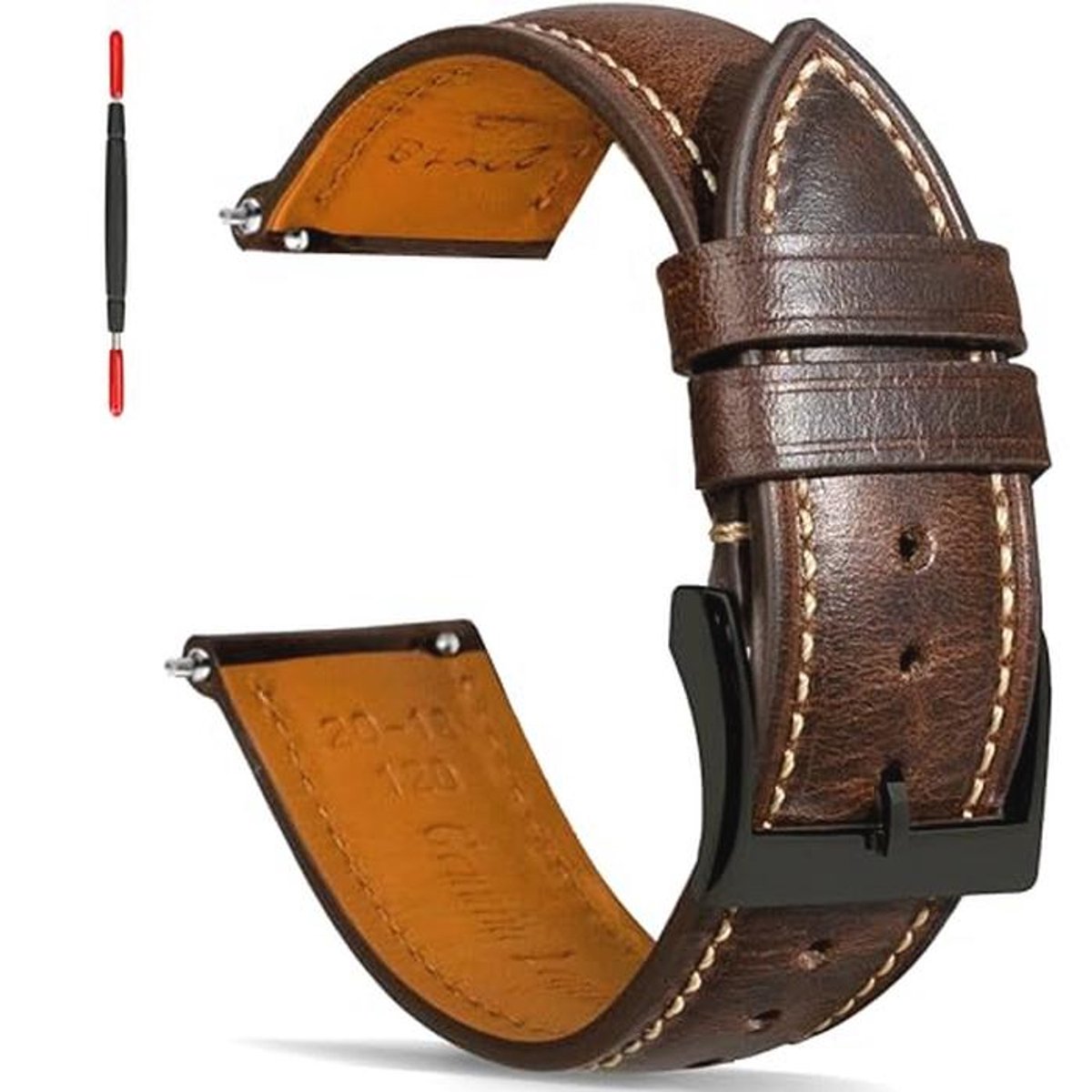 Vintage Leren Horlogeband Met Snelsluiting - Diverse Maten En Kleuren