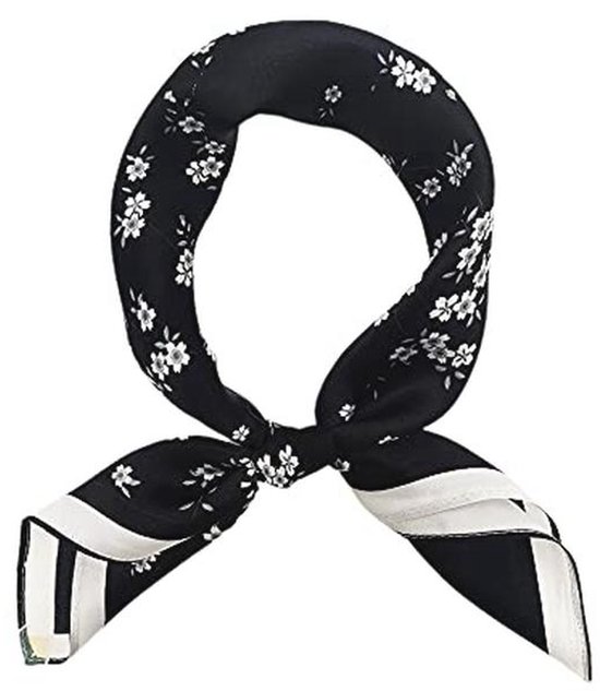 Aufeel 100% echte moerbeizijde voor dames, kleine vierkante halssjaals, 53 cm, lichte hoofddoek, bedrukte halsdoek, cadeauverpakking, Bruin, S