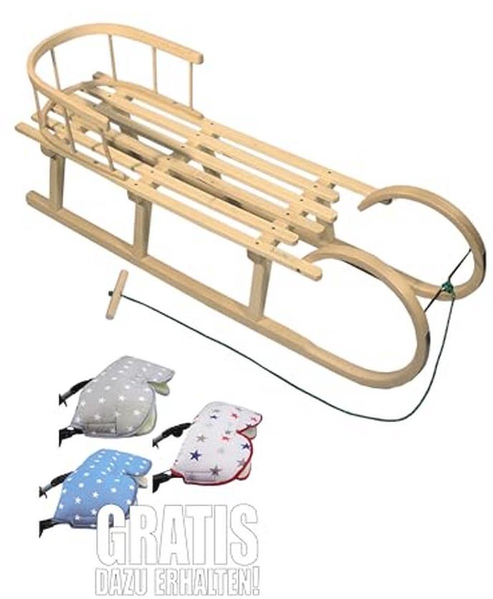Houten Hoornslee voor 2 Personen met Rugleuning en Trekkoord - 120 cm Beukenhout