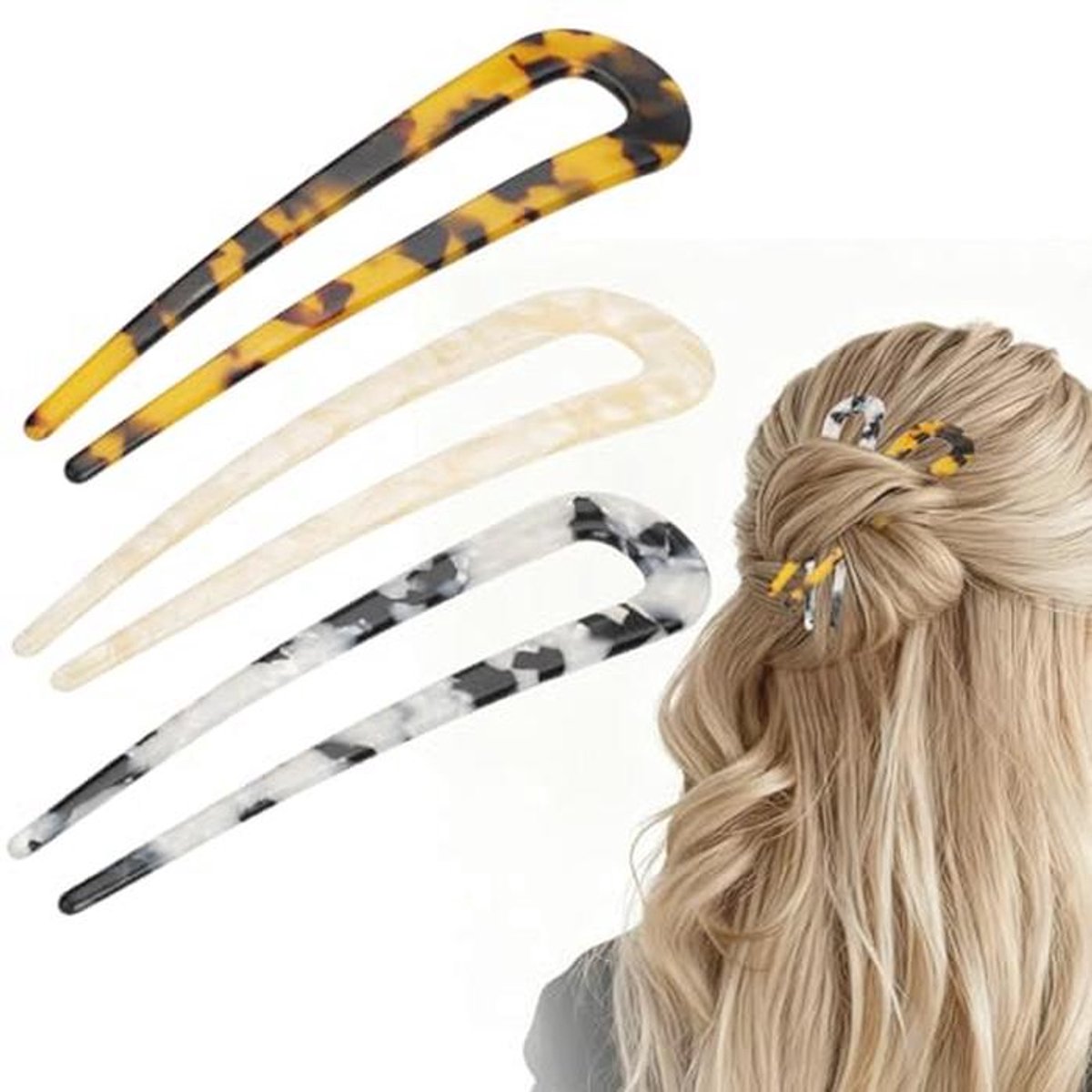 3 Stuks U-Vormige Haarklammen voor Fijn Haar – Perfecte Haaraccessoire voor Dun Haar