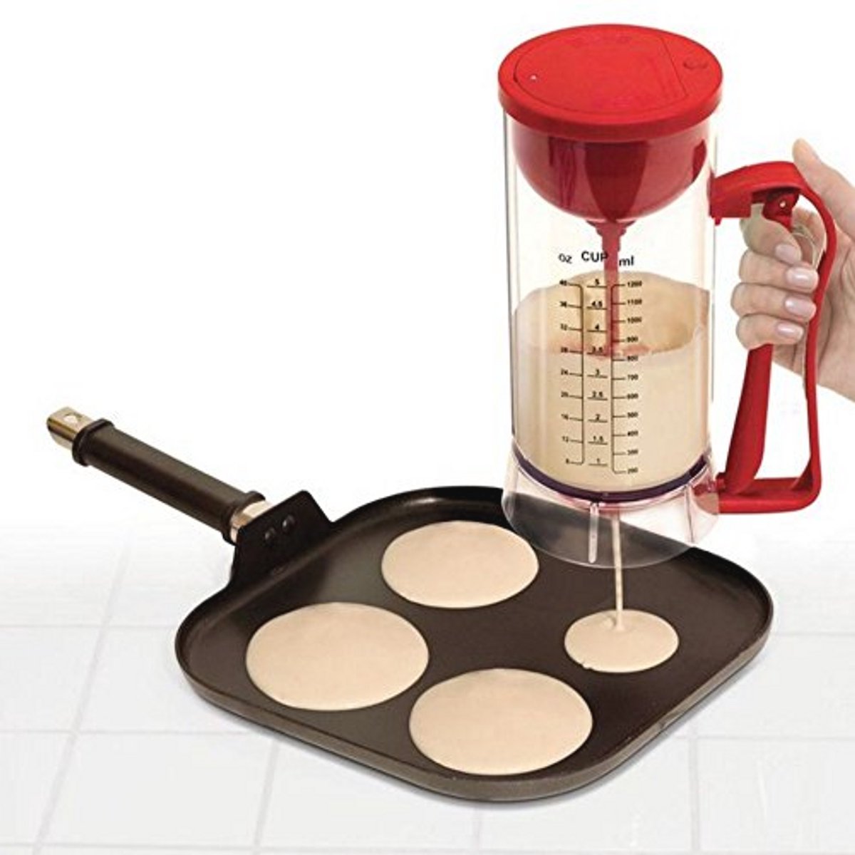 Inovey Draadloze Elektrische Pan Cake Cup Cake Wafels Beslag Mixer Dispenser Maker Machine