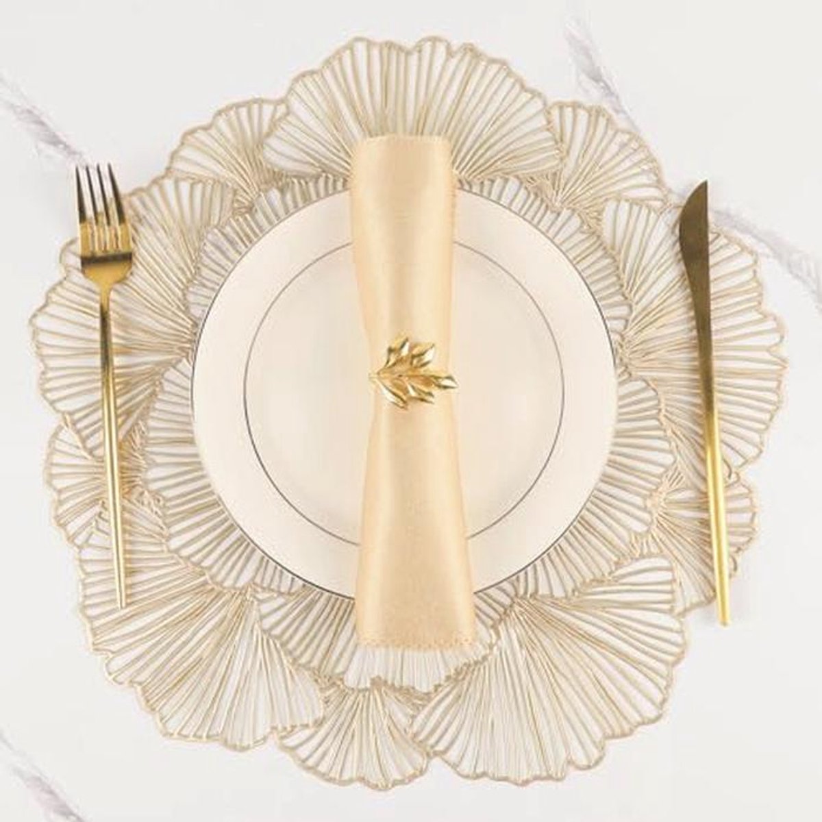 Ronde Metallic Placemat Set van 6 - Hittebestendige Eettafel Matten voor Decoratie