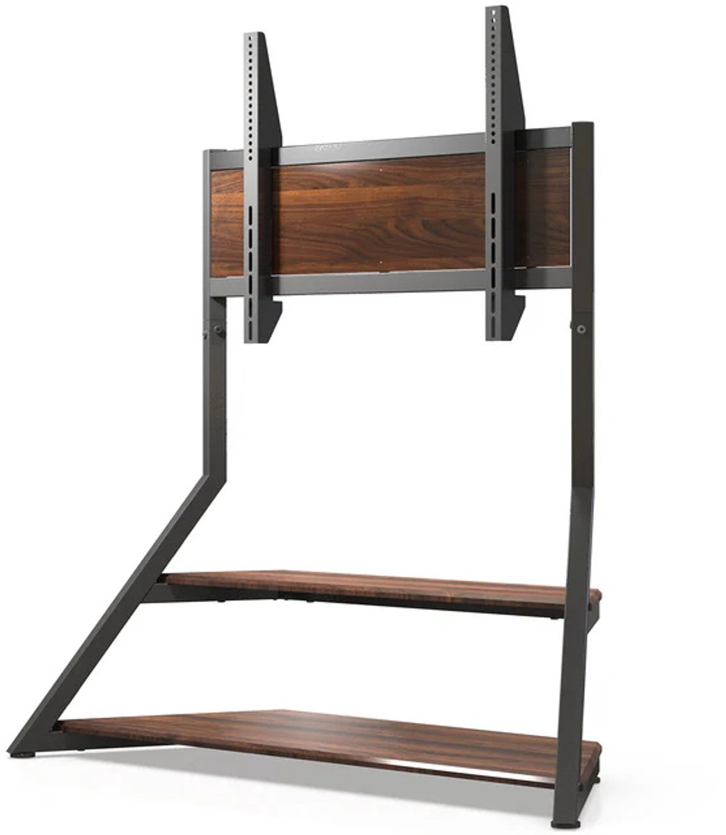 FITUEYES tv standaard - Eiffel Serie Bodem‑ tv standaard voet – 75–100″ – Industrieel Staal – VESA 200‑800 – Draagkracht 75 kg - tv voet