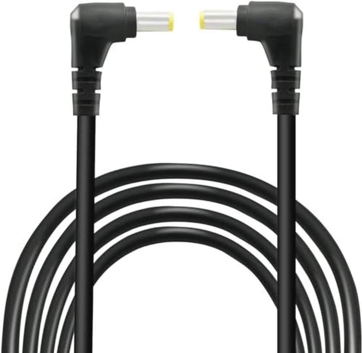 2 stuks 90 graden DC 5,5 mm x 2,5 mm stekkerkabel - 18AWG haakse stroomkabel voor CCTV en monitoren (2 m)