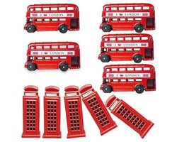 Set van 12 Londen 3D BUS & TELEFOON Box Magneet Die-Cast Metalen koelkast magneet Britse Londen Souvenir 3D Bus & Telefoon Booth Magneet
