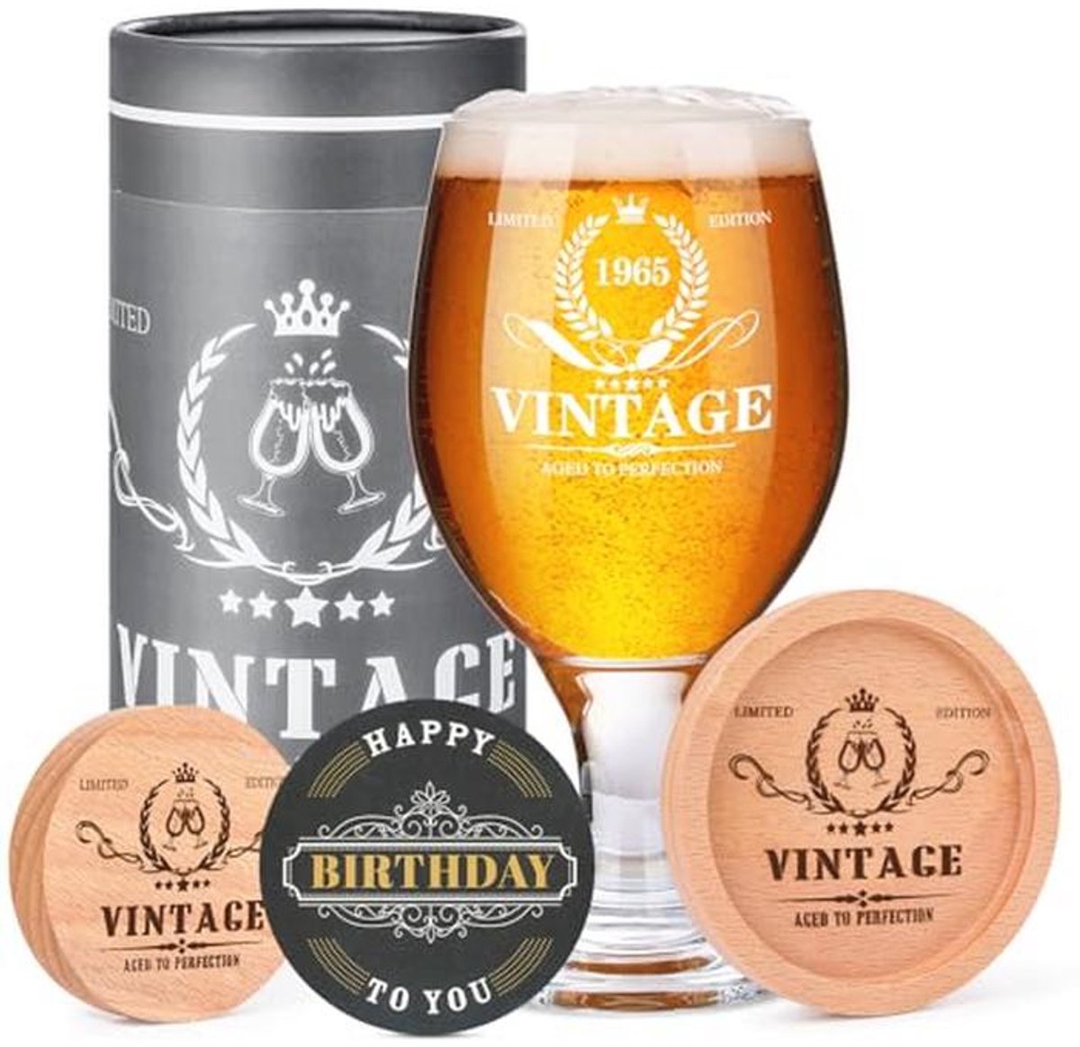 60e Verjaardagscadeaus voor Mannen en Vrouwen - Gepersonaliseerd 14 oz Bierglas