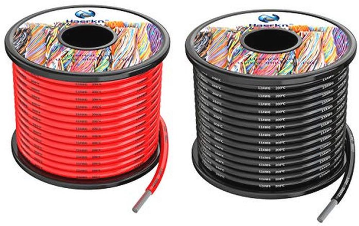 Siliconen Elektrische Draad 3,3 mm² 12 AWG - 20 Meter met Hoge Temperatuur Weerstand