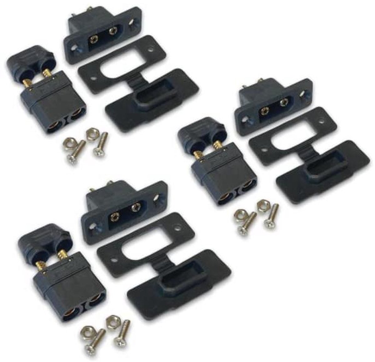 Hoge stroom 2-pins inbouwstekkers met rubberen kap voor Lipo accu, XT90 connectoren voor modelbouw
